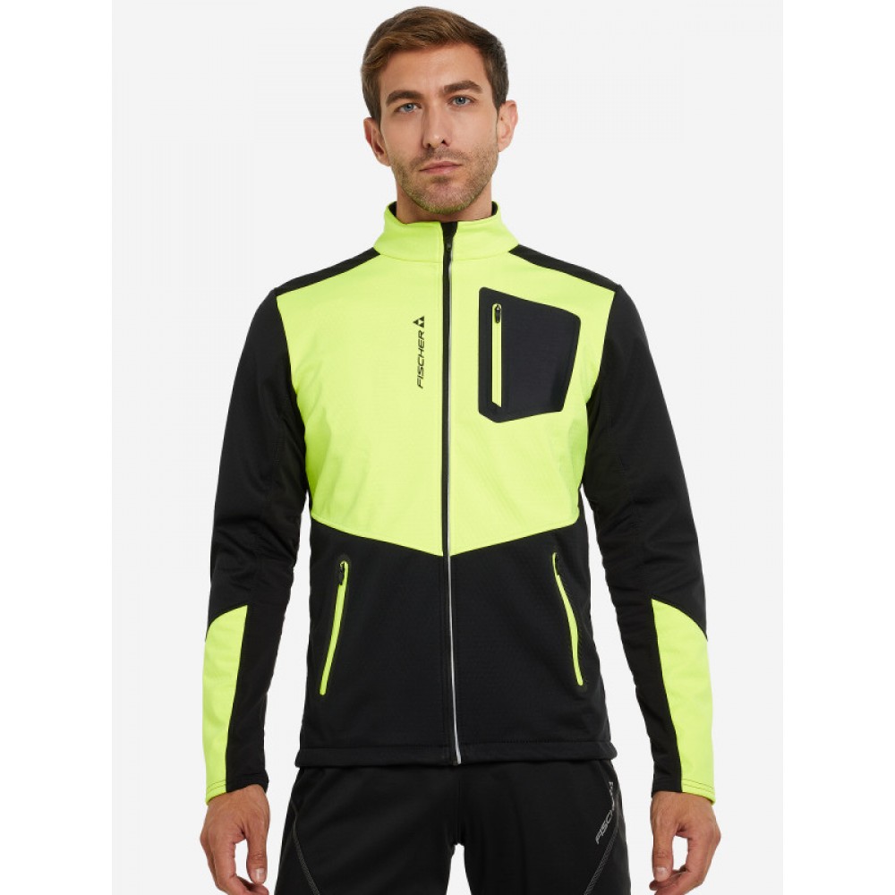 GR8115-103 Куртка муж. FISCHER Softshell Warm black/lime