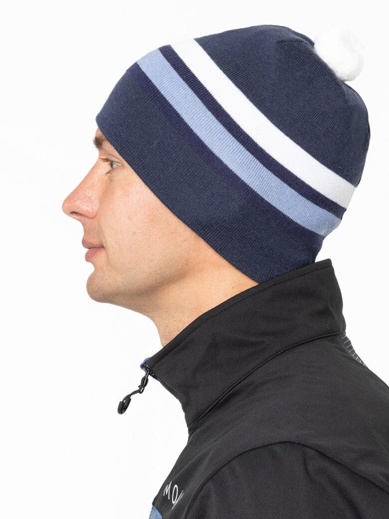 23575M-72100 Шапочка унисекс MOAX Tradition Sport stripe, цв. серый-синий