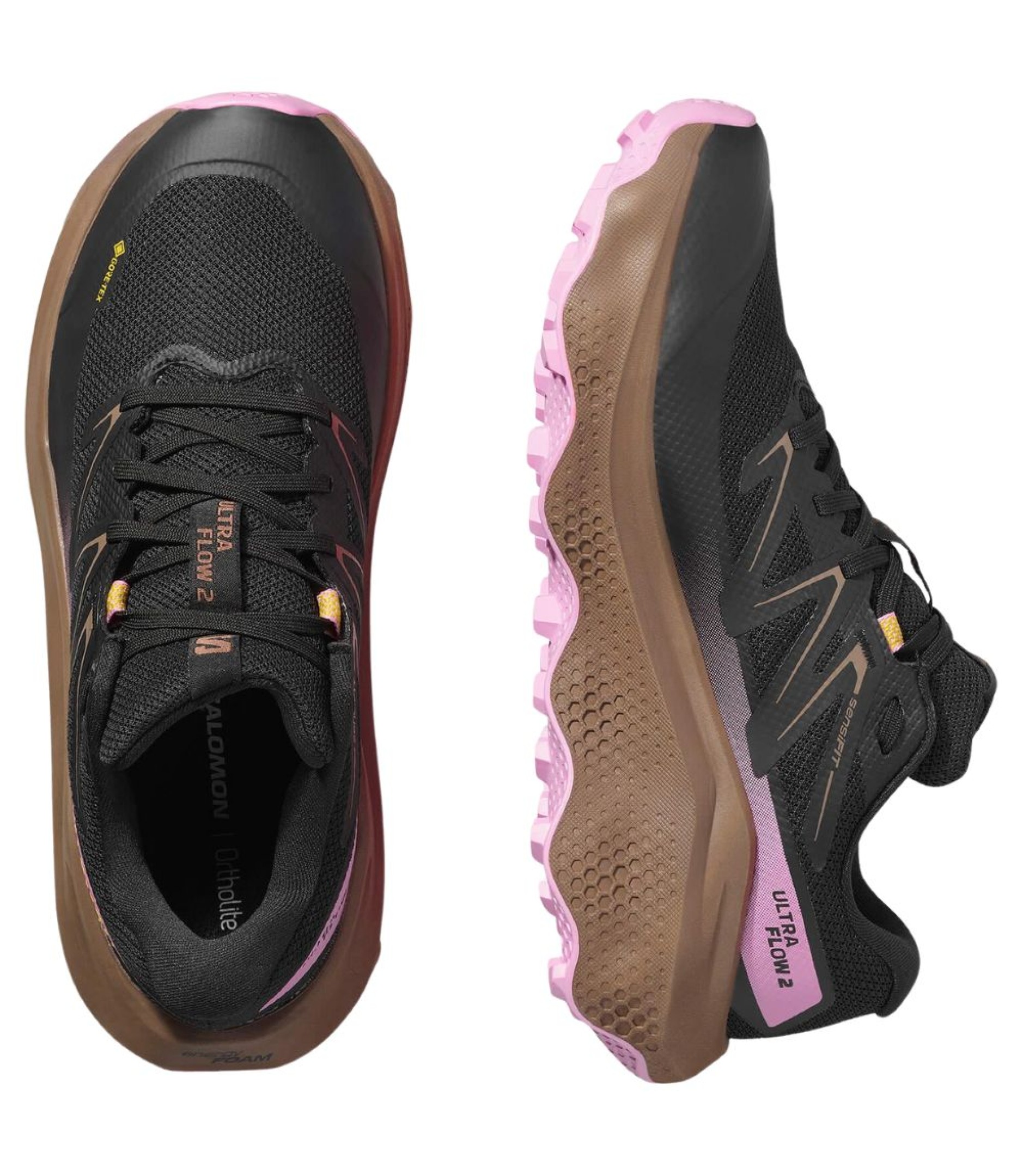 L47884400 Кроссовки жен. SALOMON Ultra Flow 2 GTX (водонепроницаемые трейловые), цв.черный-фиолетовы