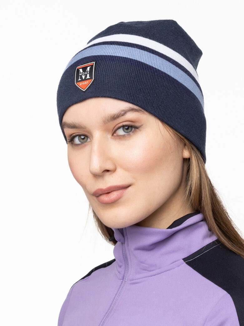23575M-72100 Шапочка унисекс MOAX Tradition Sport stripe, цв. серый-синий