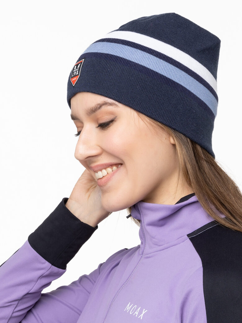 23575M-72100 Шапочка унисекс MOAX Tradition Sport stripe, цв. серый-синий